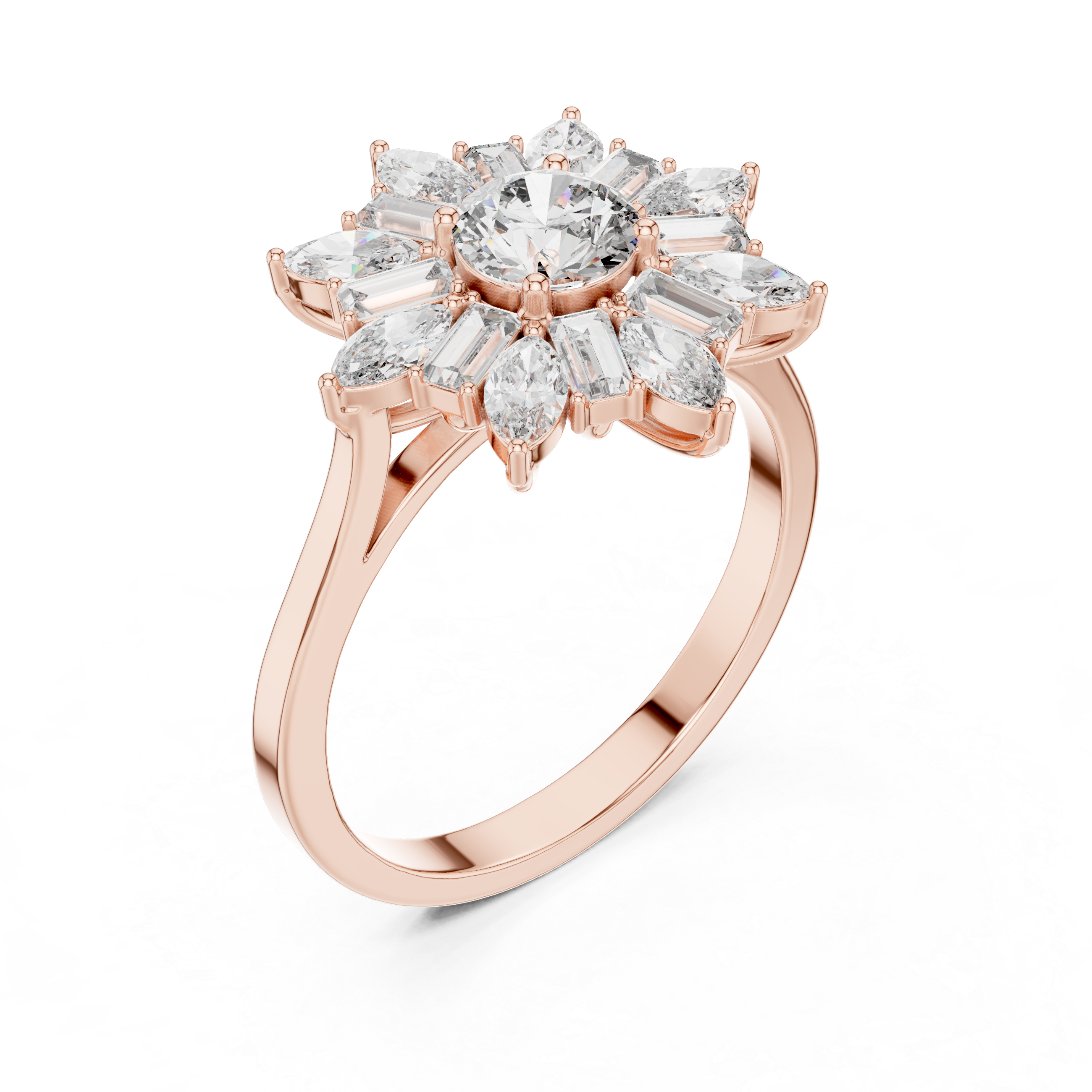0.5 ct Round Marquise Baguette Diamond Lab Grown Diamond Ring