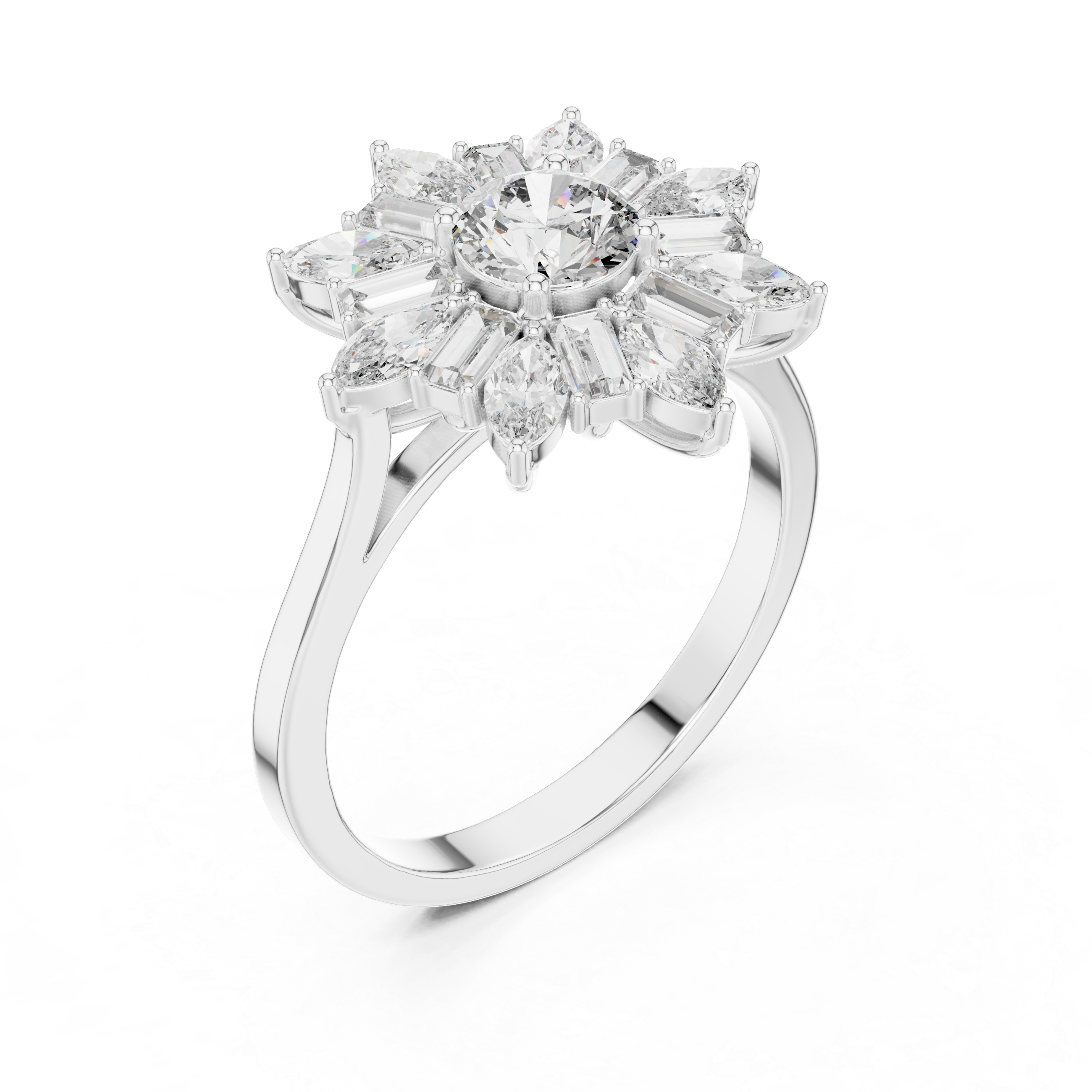 0.5 ct Round Marquise Baguette Diamond Lab Grown Diamond Ring