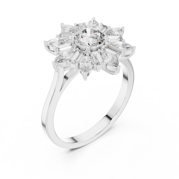 0.5 ct Round Marquise Baguette Diamond Lab Grown Diamond Ring