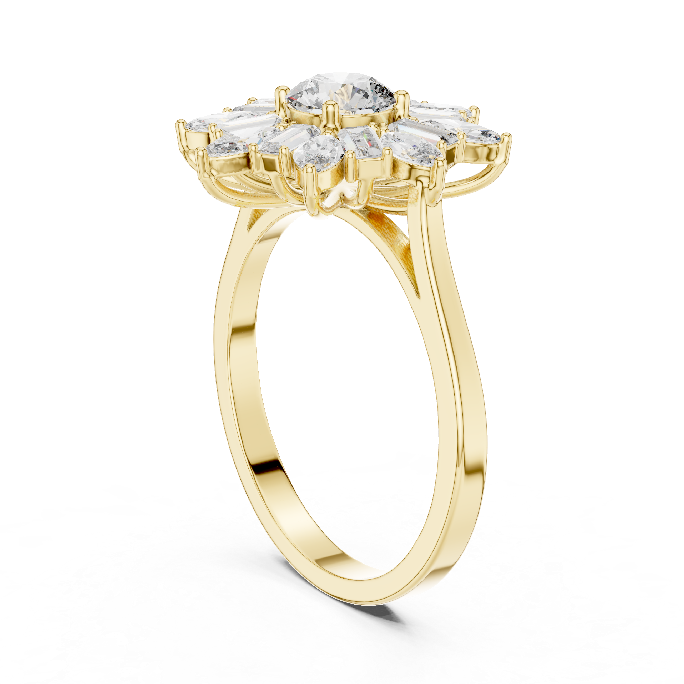 0.5 ct Round Marquise Baguette Diamond Lab Grown Diamond Ring