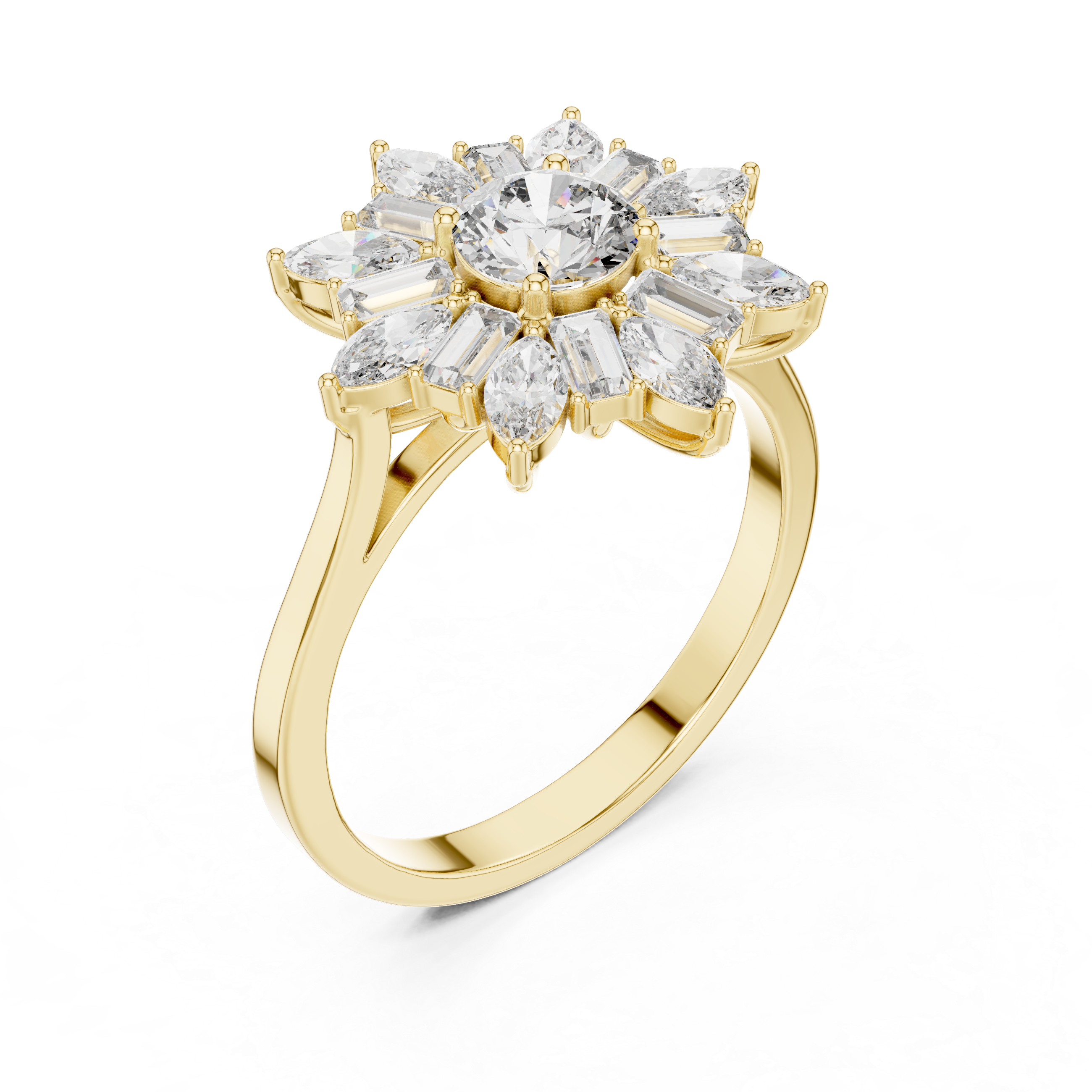0.5 ct Round Marquise Baguette Diamond Lab Grown Diamond Ring