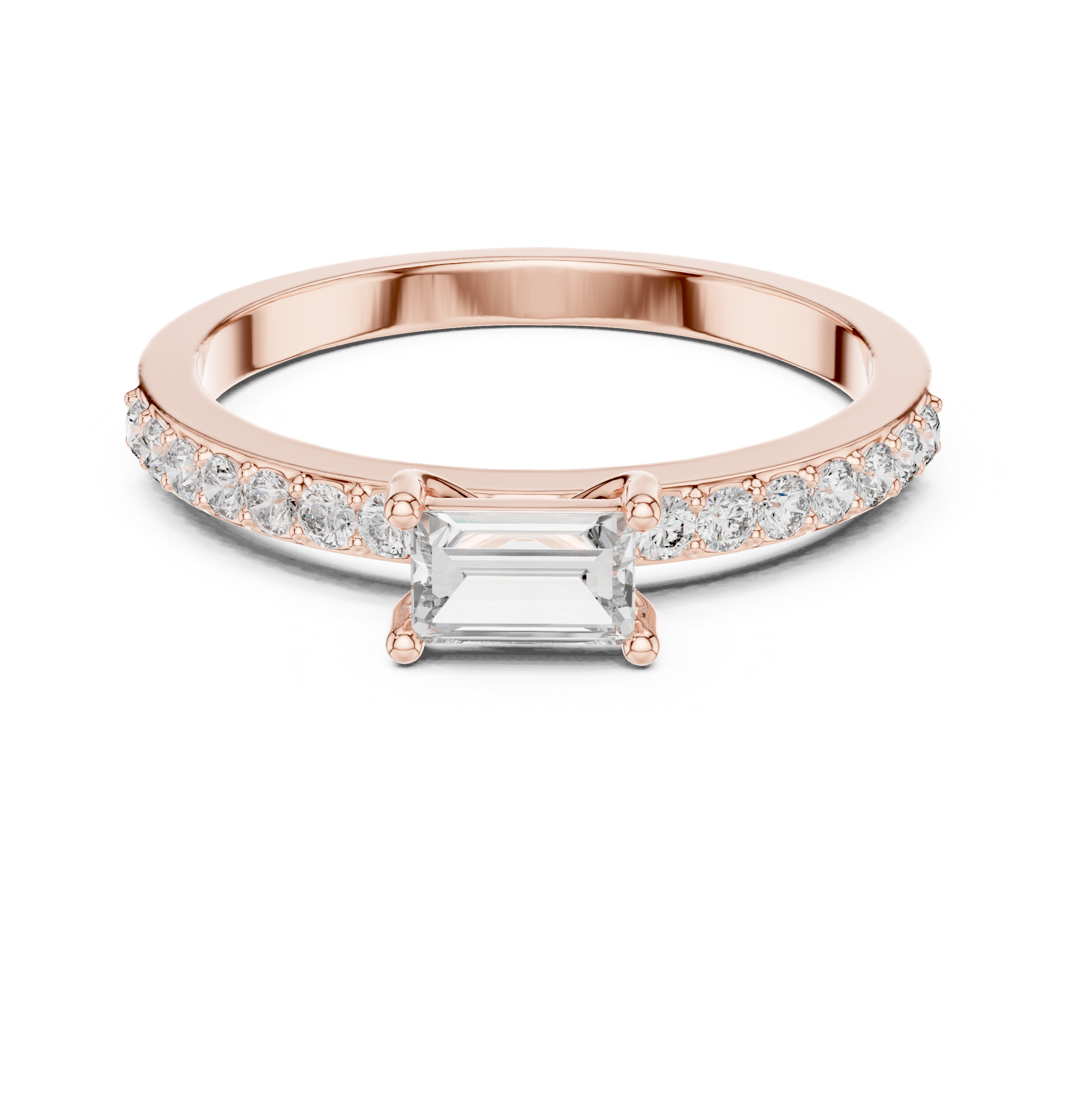 Exquisite Baguette & Round Diamond Lab Grown Diamond Ring