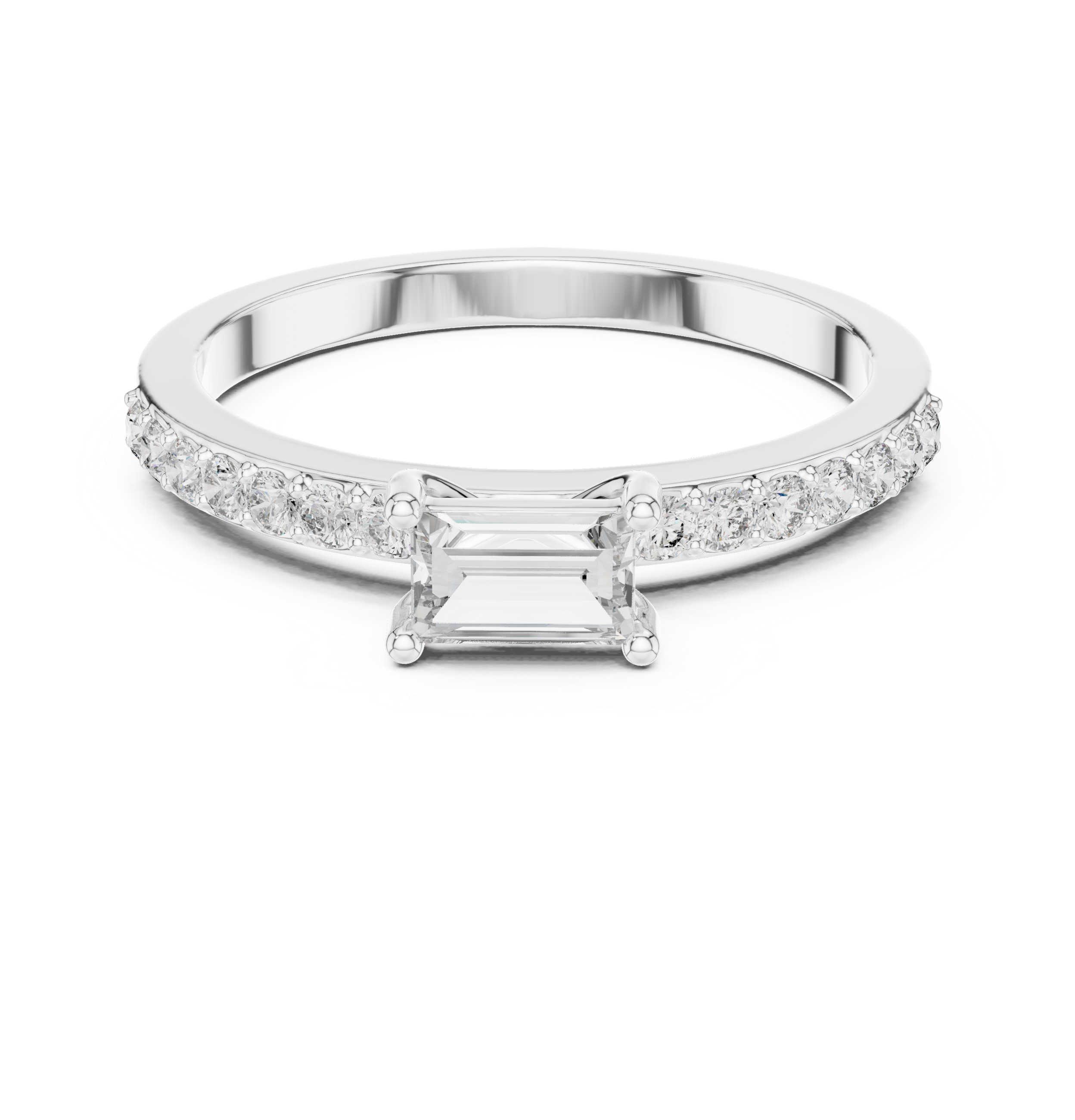 Exquisite Baguette & Round Diamond Lab Grown Diamond Ring