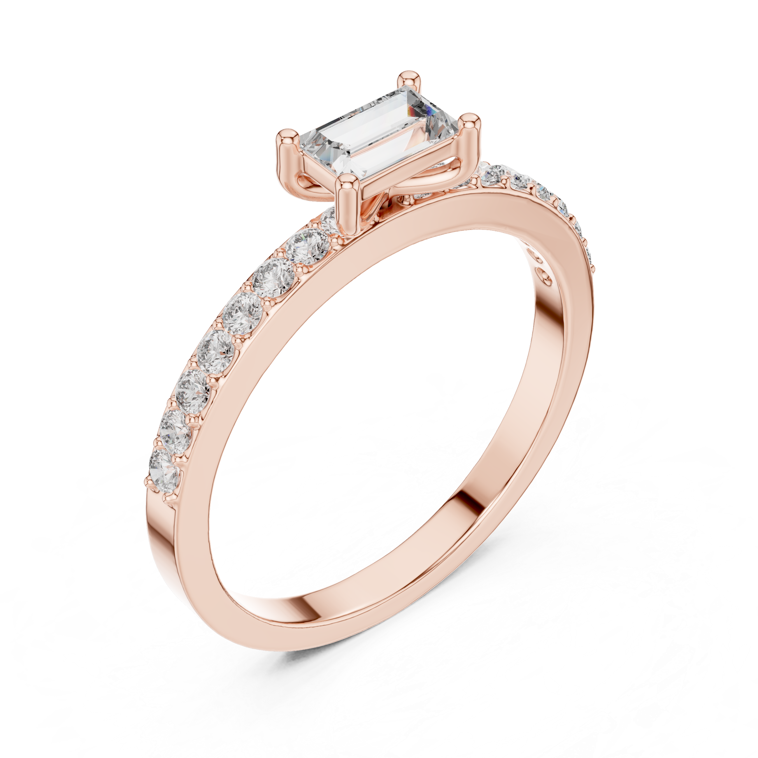 Exquisite Baguette & Round Diamond Lab Grown Diamond Ring