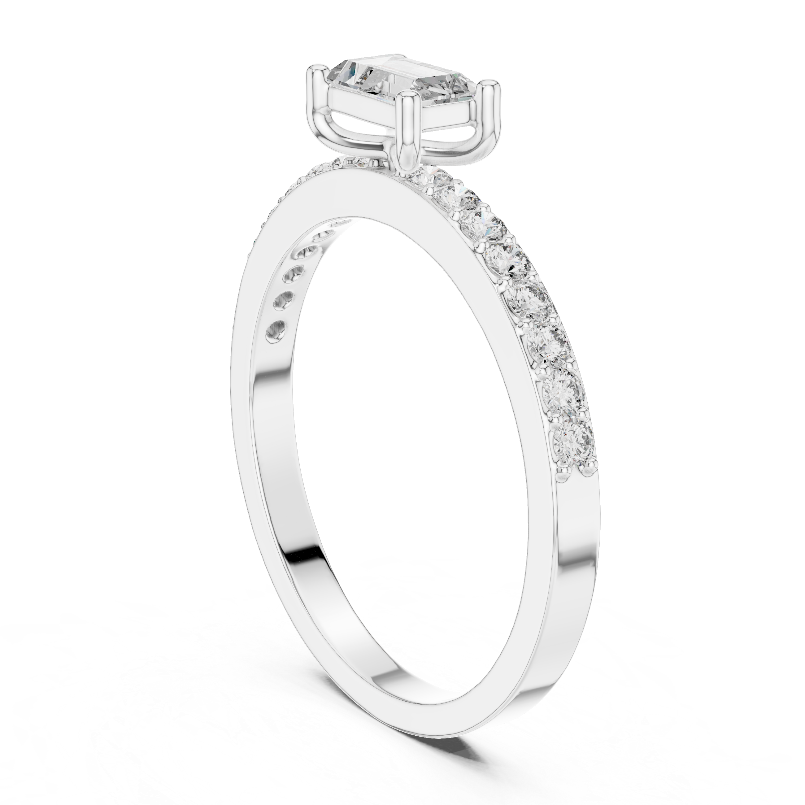 Exquisite Baguette & Round Diamond Lab Grown Diamond Ring