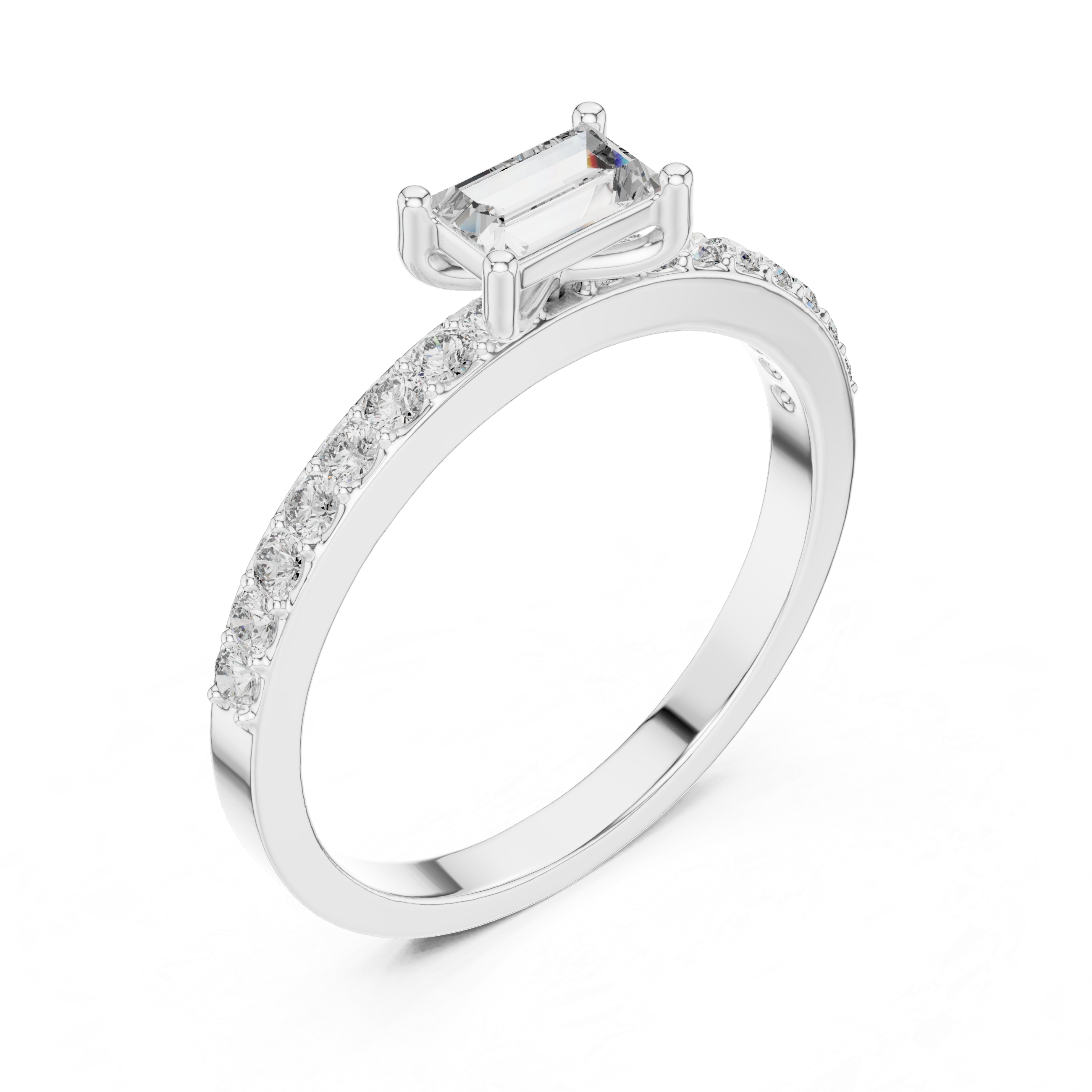 Exquisite Baguette & Round Diamond Lab Grown Diamond Ring