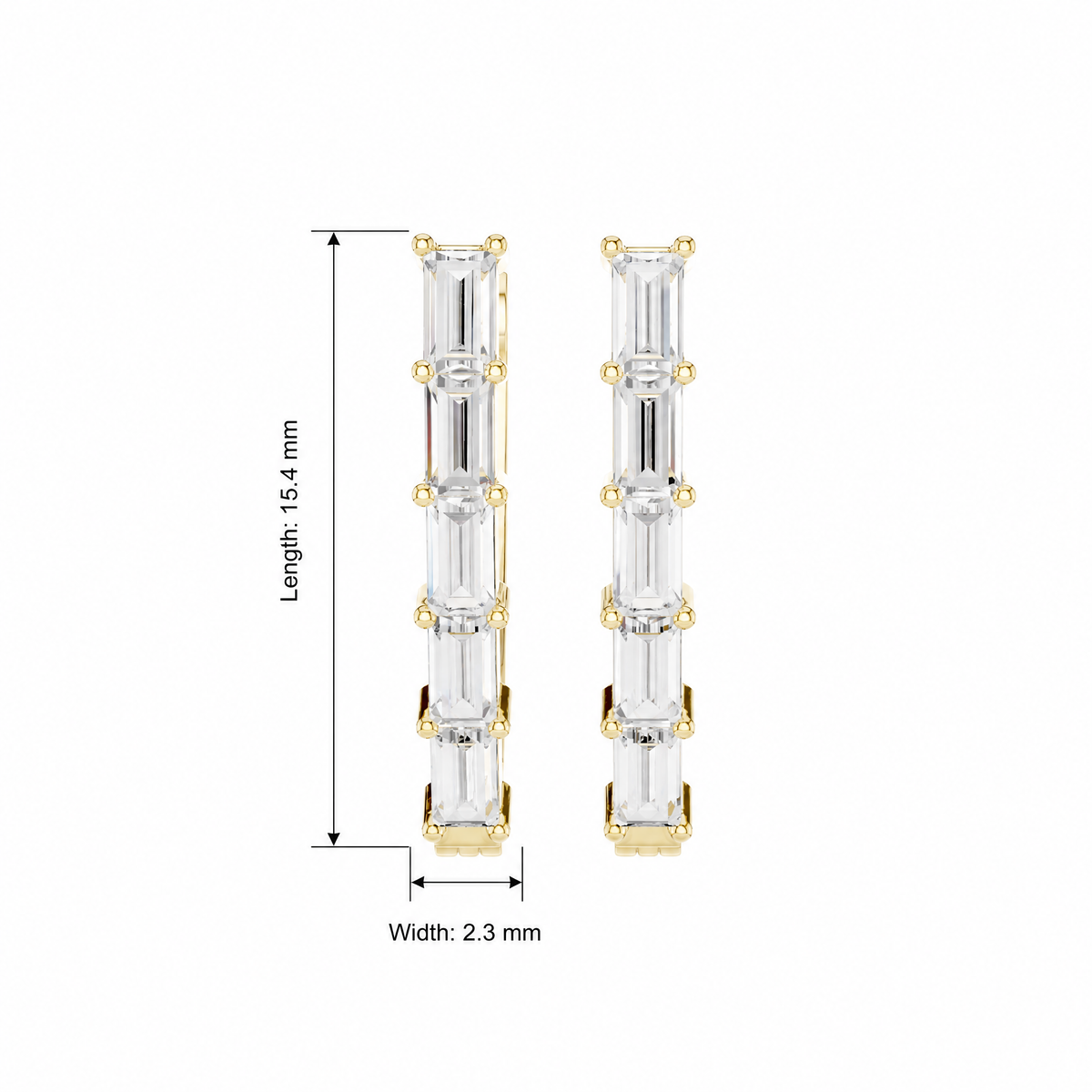 Baguette Cut Lab Grown Hoop Earrings