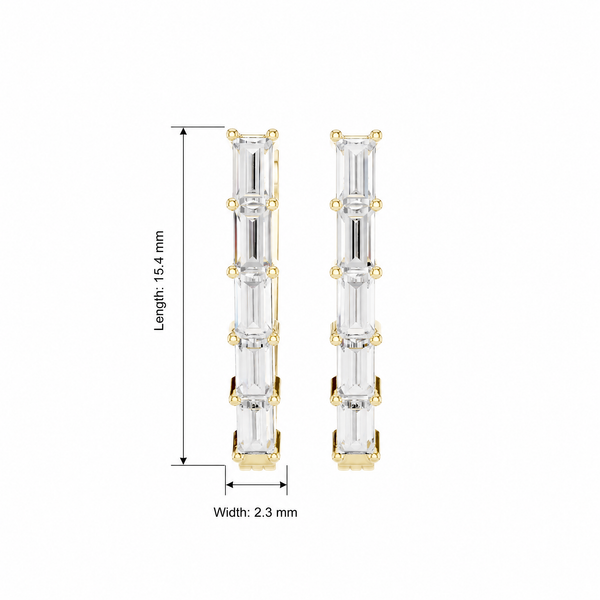 Baguette Cut Lab Grown Hoop Earrings