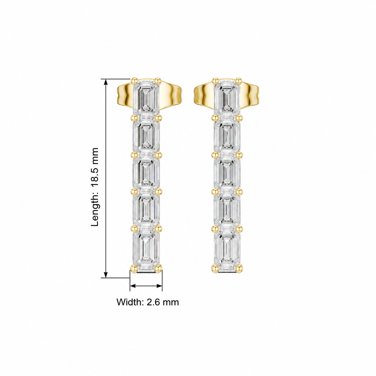 Luminous 0.45ct Baguette Lab Grown Diamond Earring