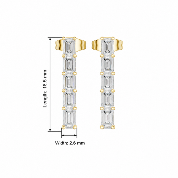 Luminous 0.45ct Baguette Lab Grown Diamond Earring