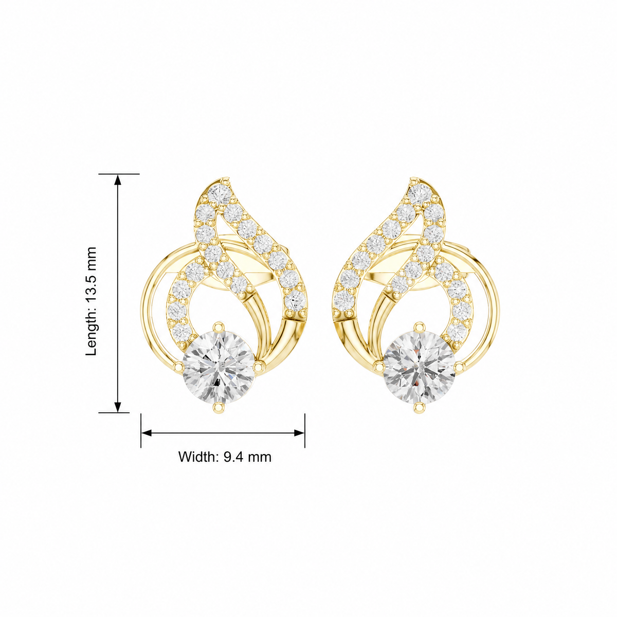 Round Brilliant Pave Swirl Lab Grown Stud Earrings