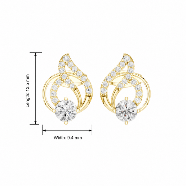 Round Brilliant Pave Swirl Lab Grown Stud Earrings
