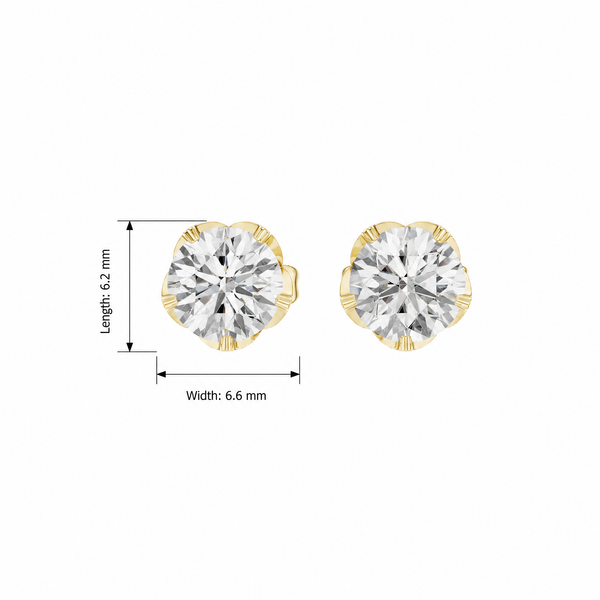 Scalloped Solitaire Lab Grown Stud Earrings