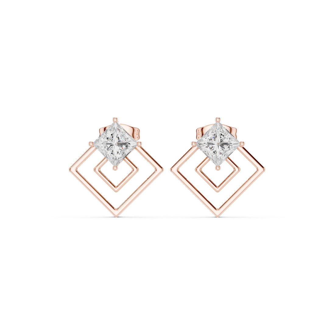 Vibrant 1.6ct Princess Lab Grown Diamond Earring