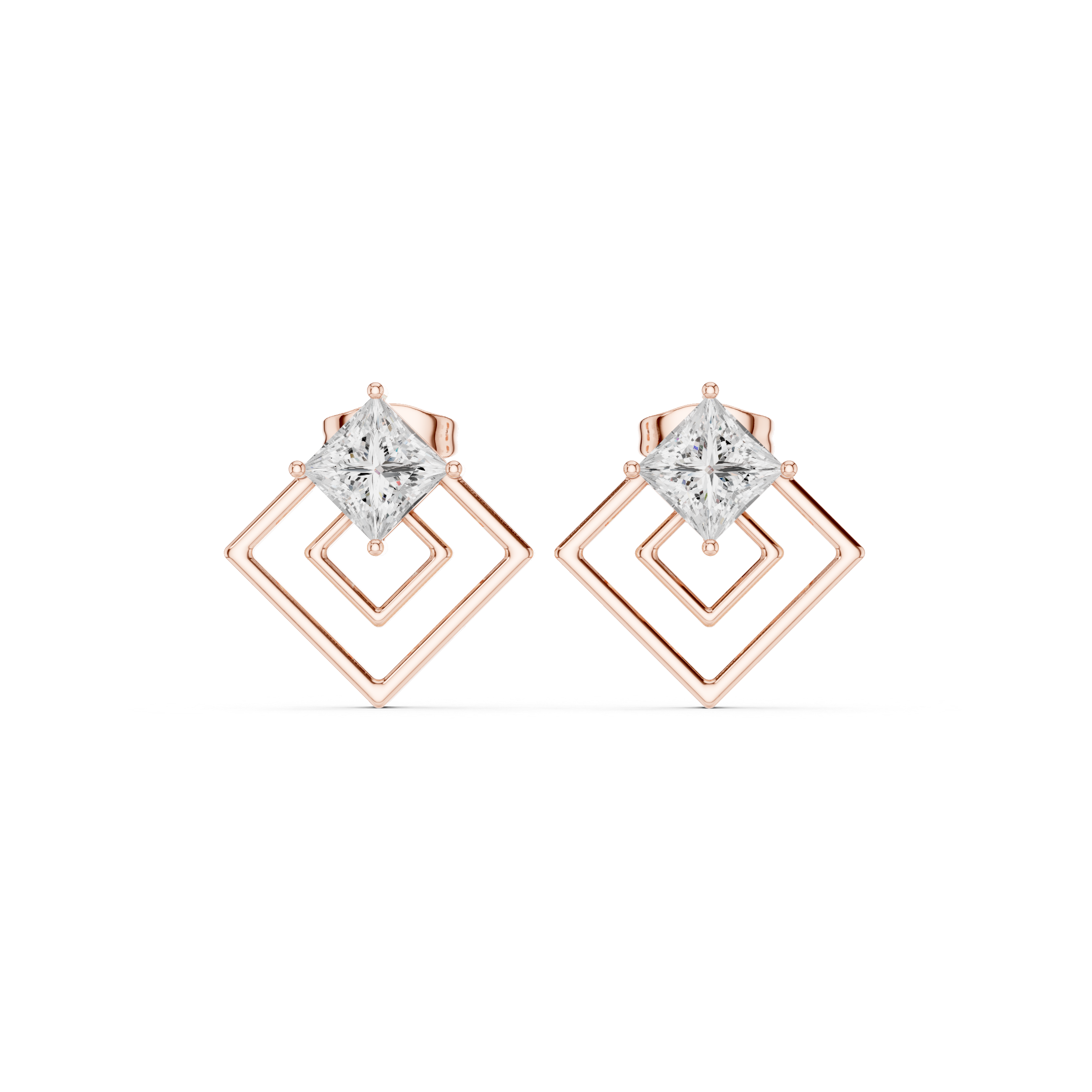 Vibrant 1.6ct Princess Lab Grown Diamond Earring