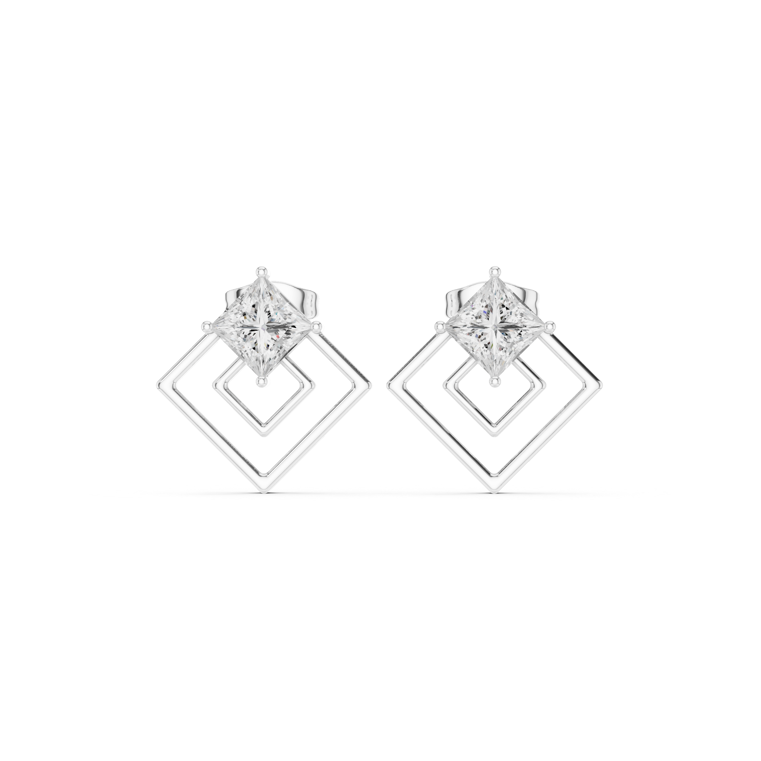 Vibrant 1.6ct Princess Lab Grown Diamond Earring