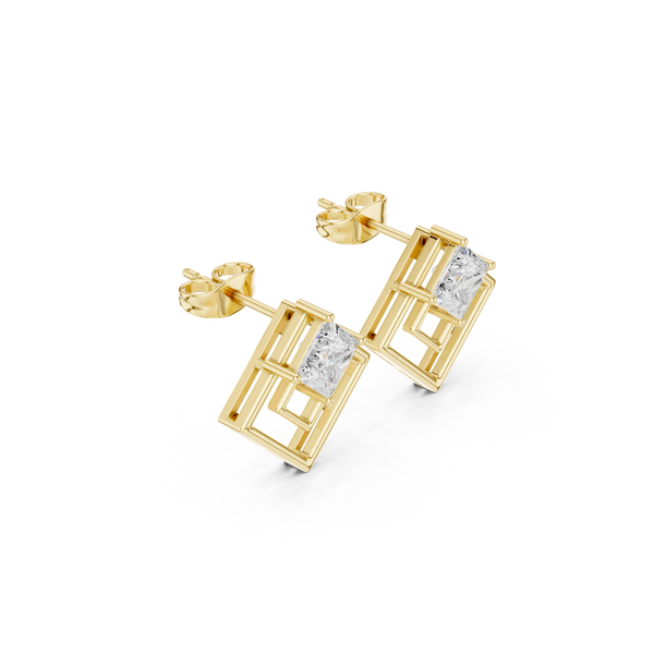 Vibrant 1.6ct Princess Lab Grown Diamond Earring