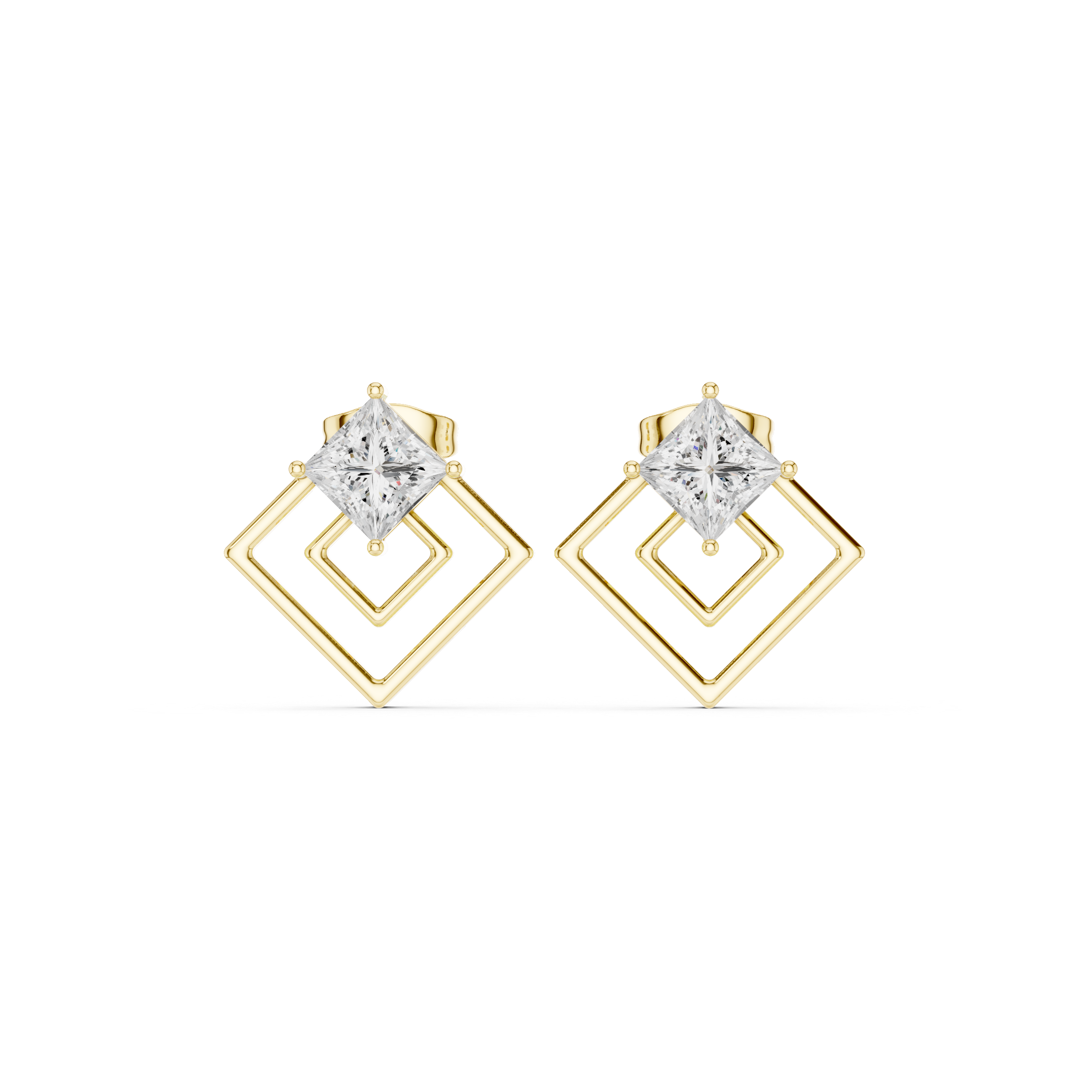 Vibrant 1.6ct Princess Lab Grown Diamond Earring