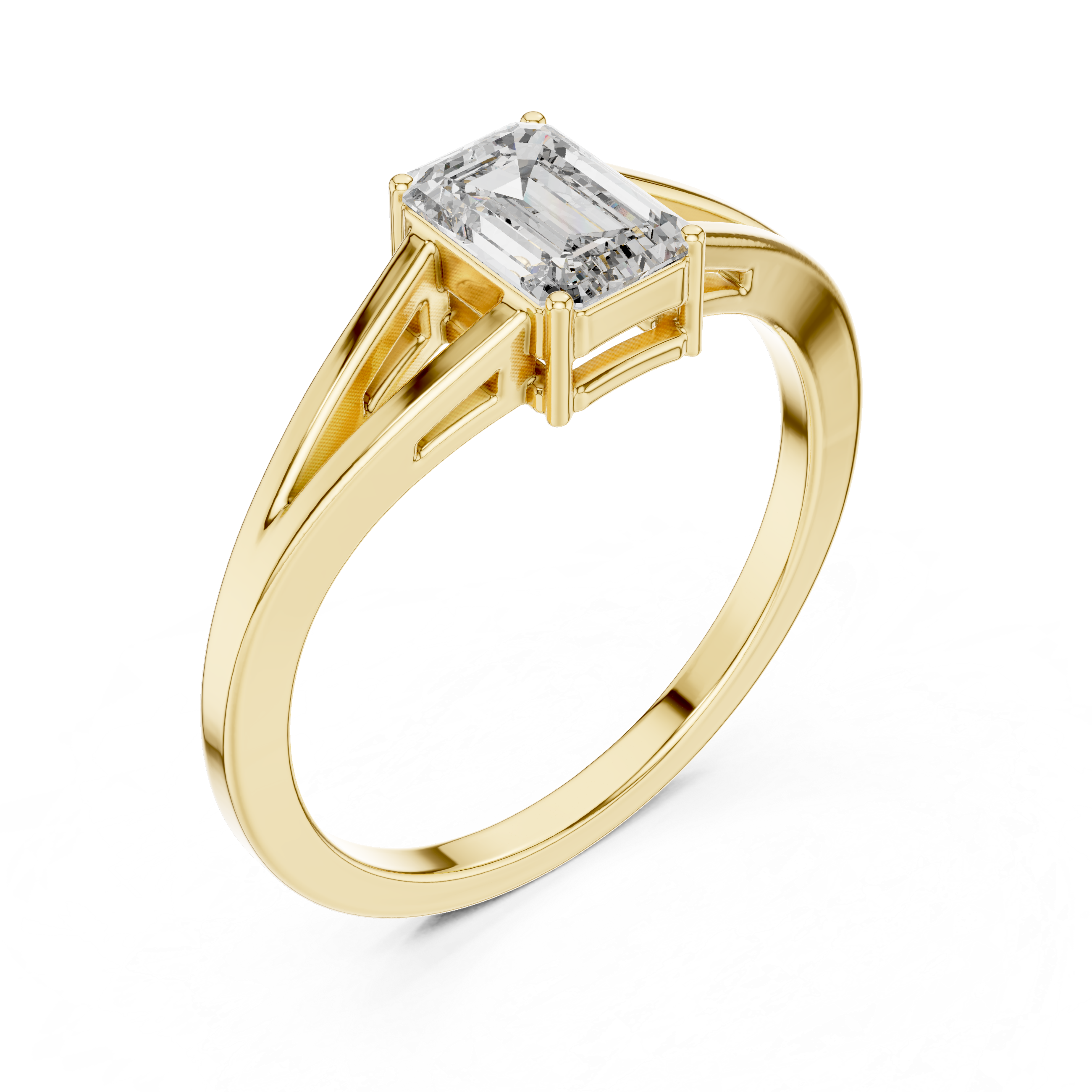 0.7ct Emerald Cut Diamond Solitaire Lab Grown Diamond Ring