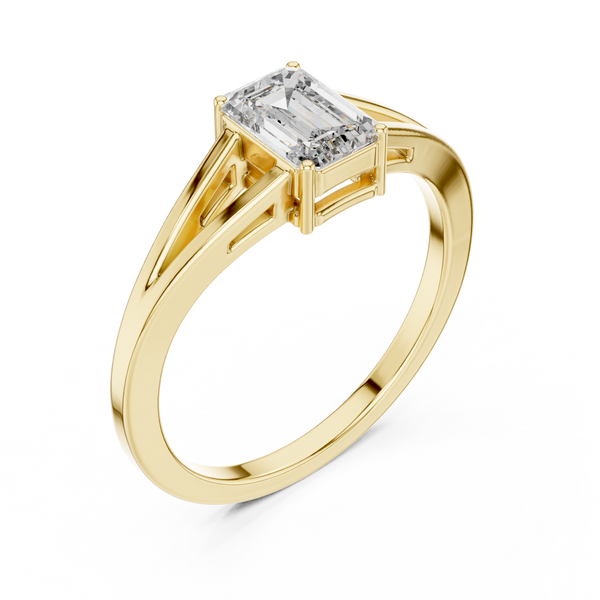 0.7ct Emerald Cut Diamond Solitaire Lab Grown Diamond Ring