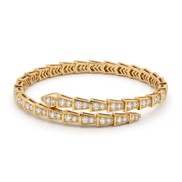 Serpenti Wrap Geometric Scales Round Diamond Bangle
