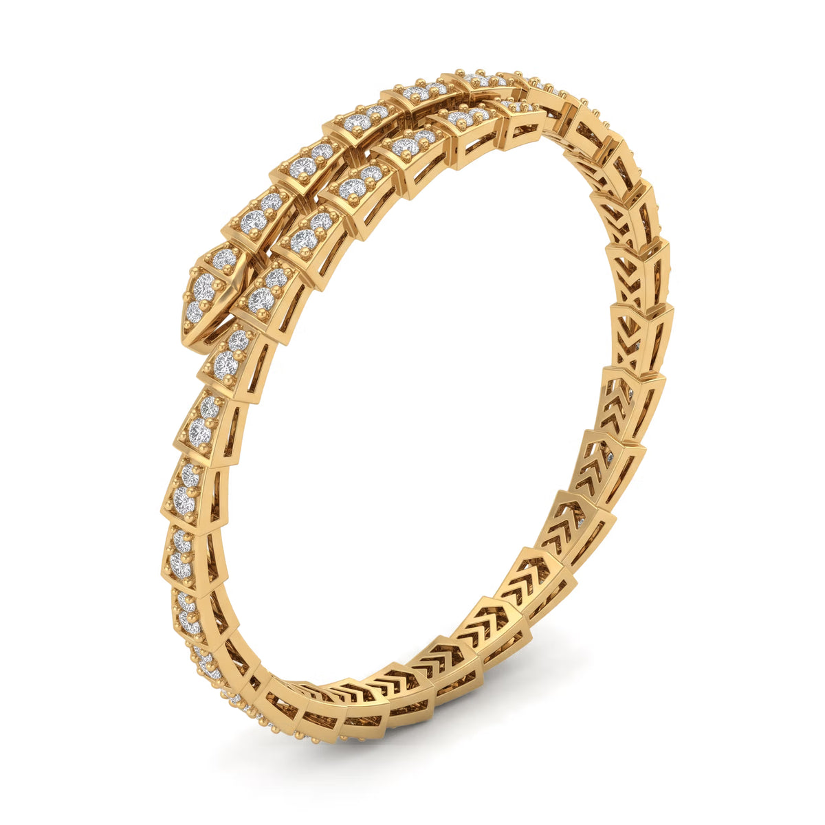 Serpenti Wrap Geometric Scales Round Diamond Bangle