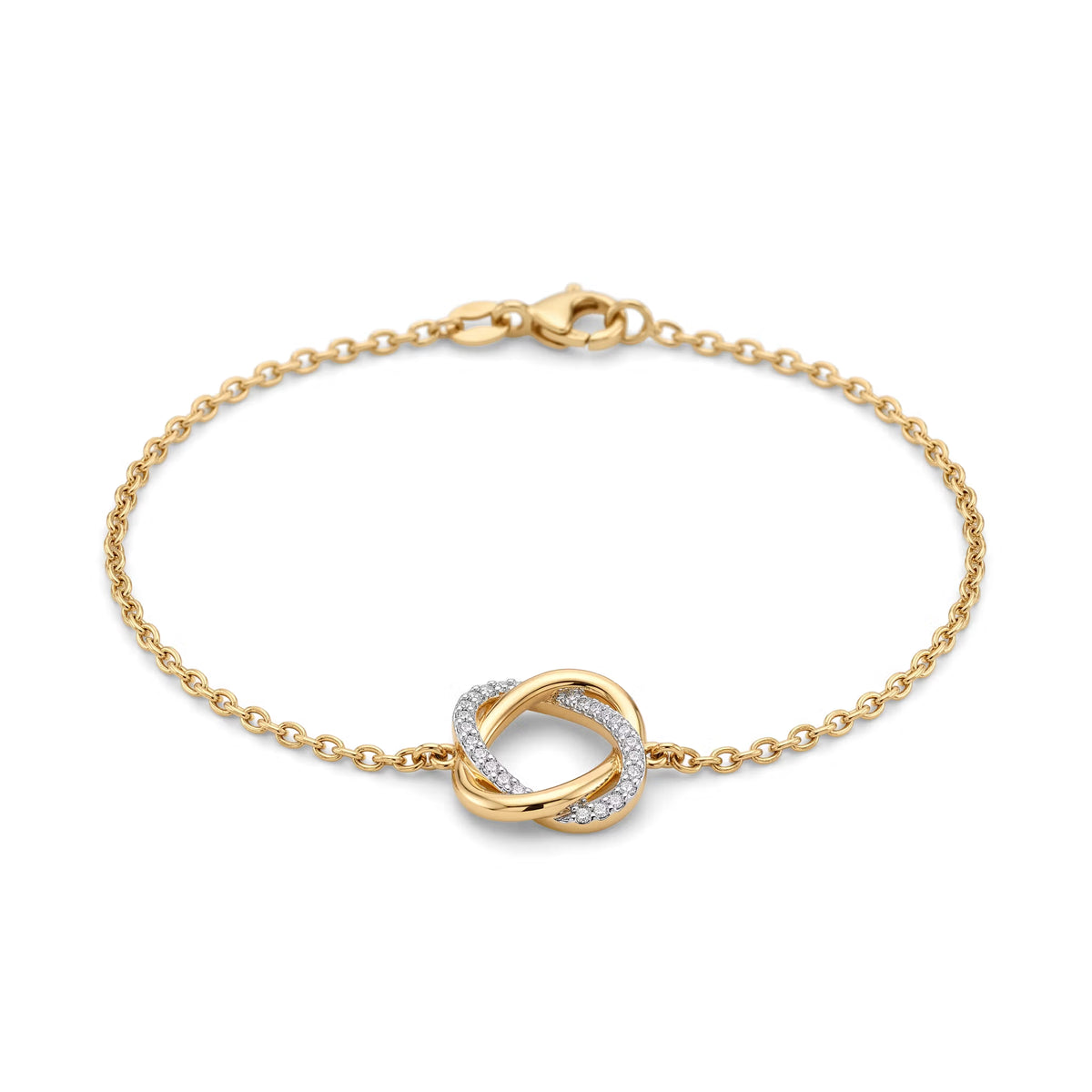 Interlocking Love Knot Round Diamond Chain Bracelet