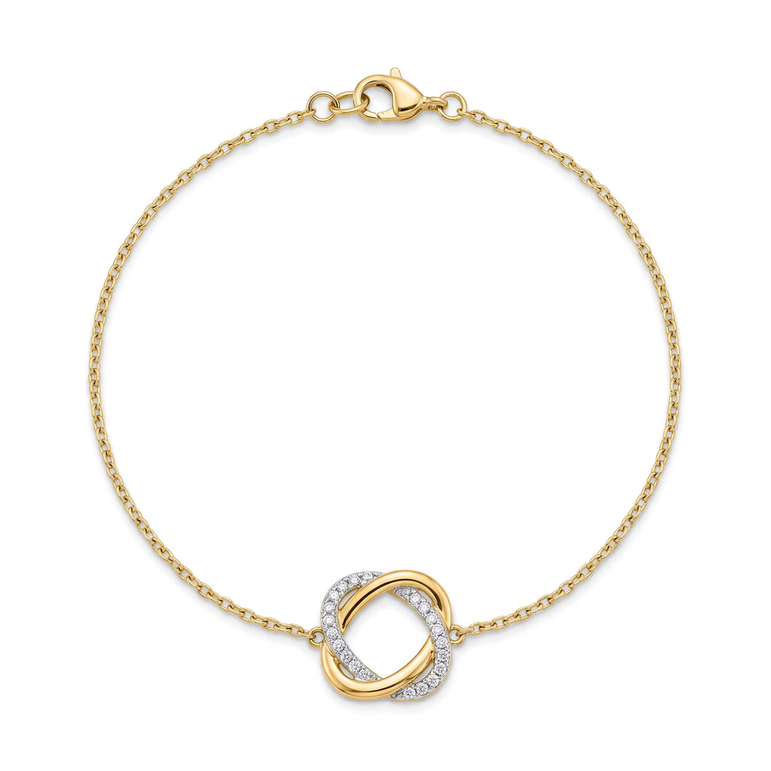 Interlocking Love Knot Round Diamond Chain Bracelet