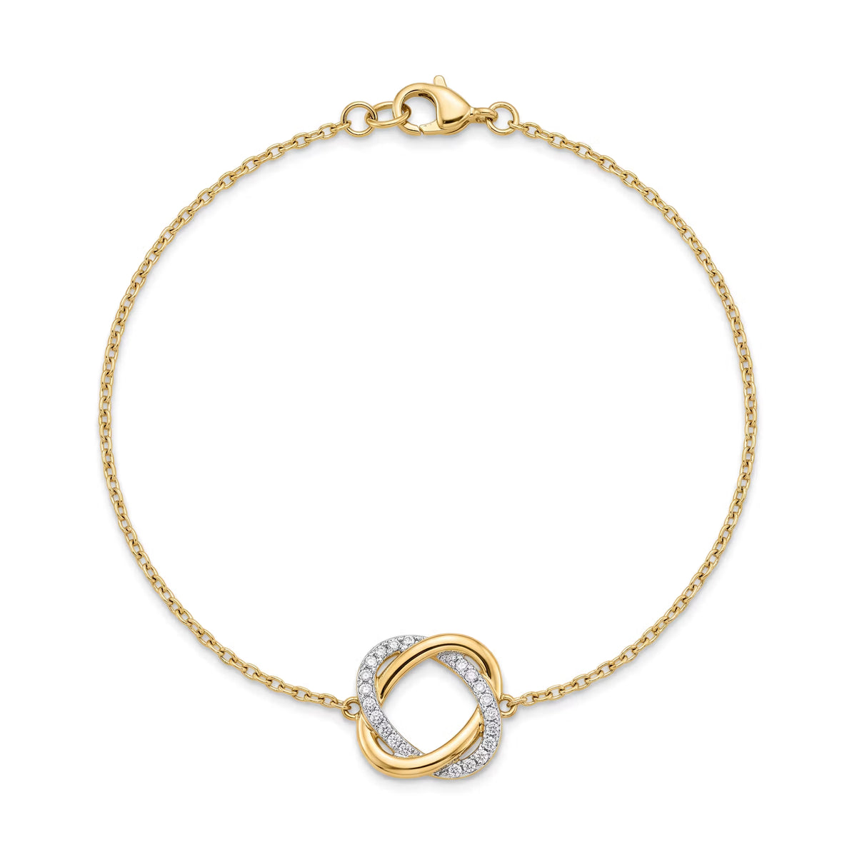 Interlocking Love Knot Round Diamond Chain Bracelet