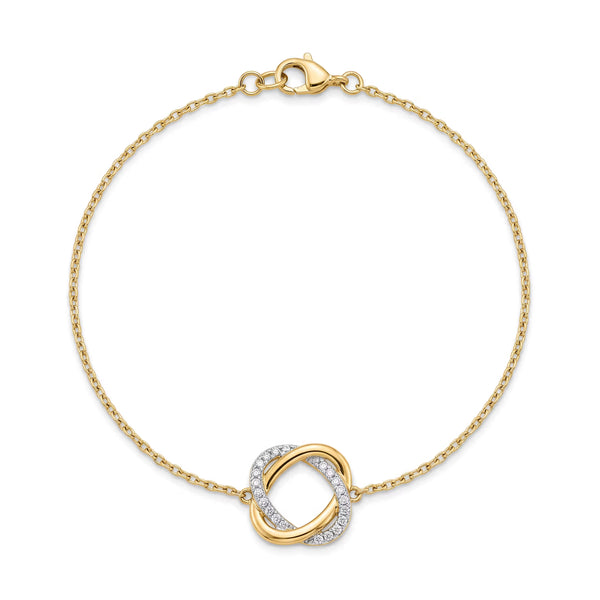Interlocking Love Knot Round Diamond Chain Bracelet
