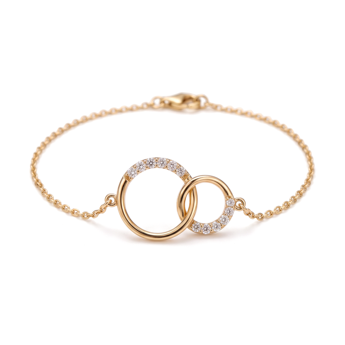 Interlocking Double Circle Round Diamond Chain Bracelet