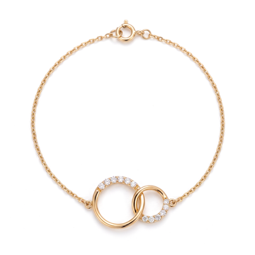 Interlocking Double Circle Round Diamond Chain Bracelet