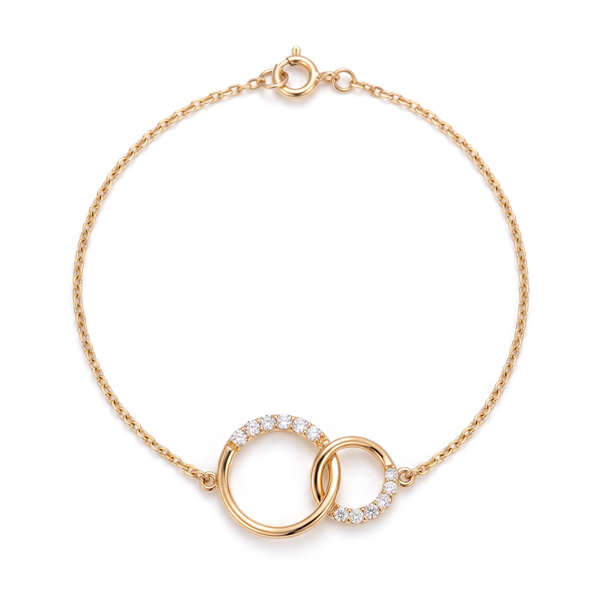 Interlocking Double Circle Round Diamond Chain Bracelet