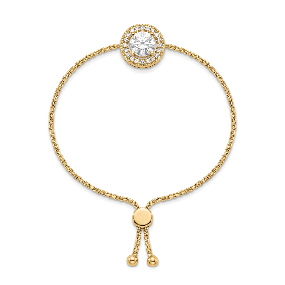 Classic Halo Solitaire Round Diamond Bolo Bracelet