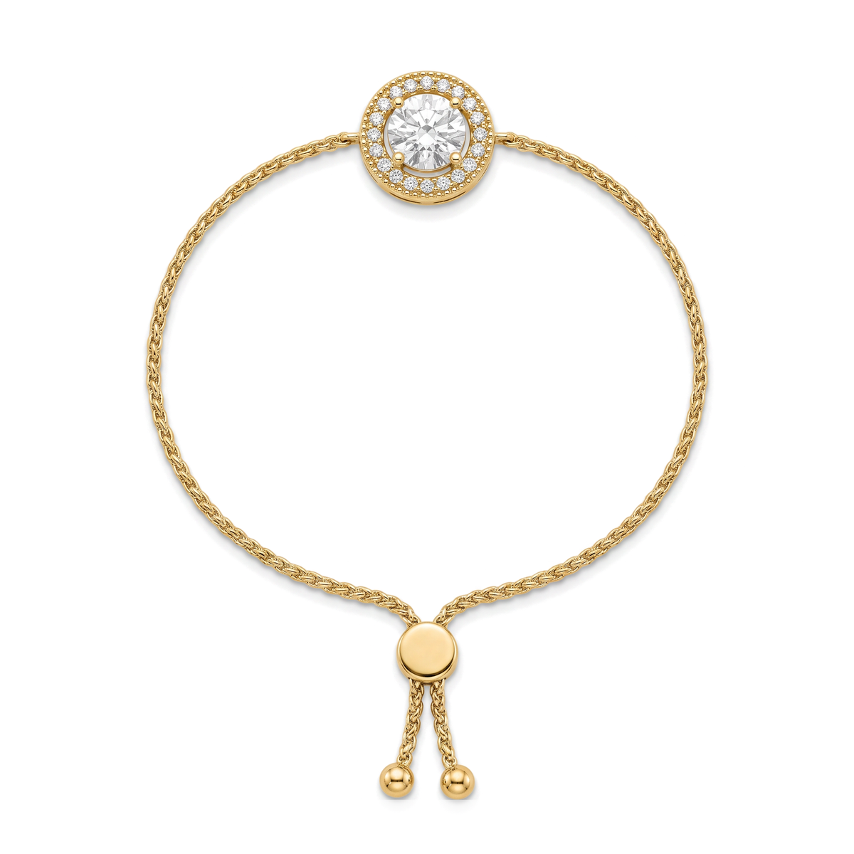 Classic Halo Solitaire Round Diamond Bolo Bracelet