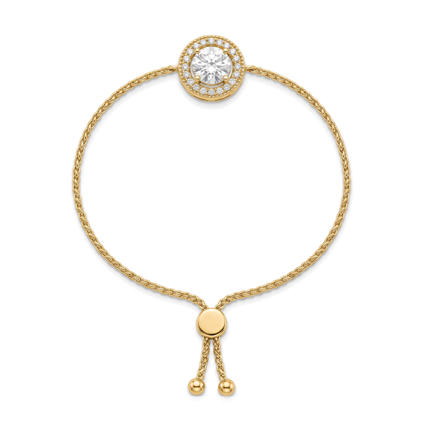 Classic Halo Solitaire Round Diamond Bolo Bracelet