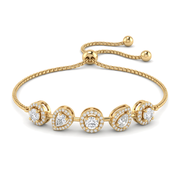 Multi-Shape Alternating Halo Round and Pear Diamond Bolo Bracelet