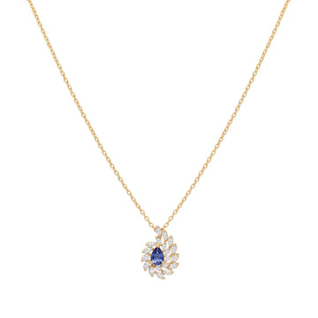 Swirling Feather Spiral Marquise and Pear Diamond Pendant