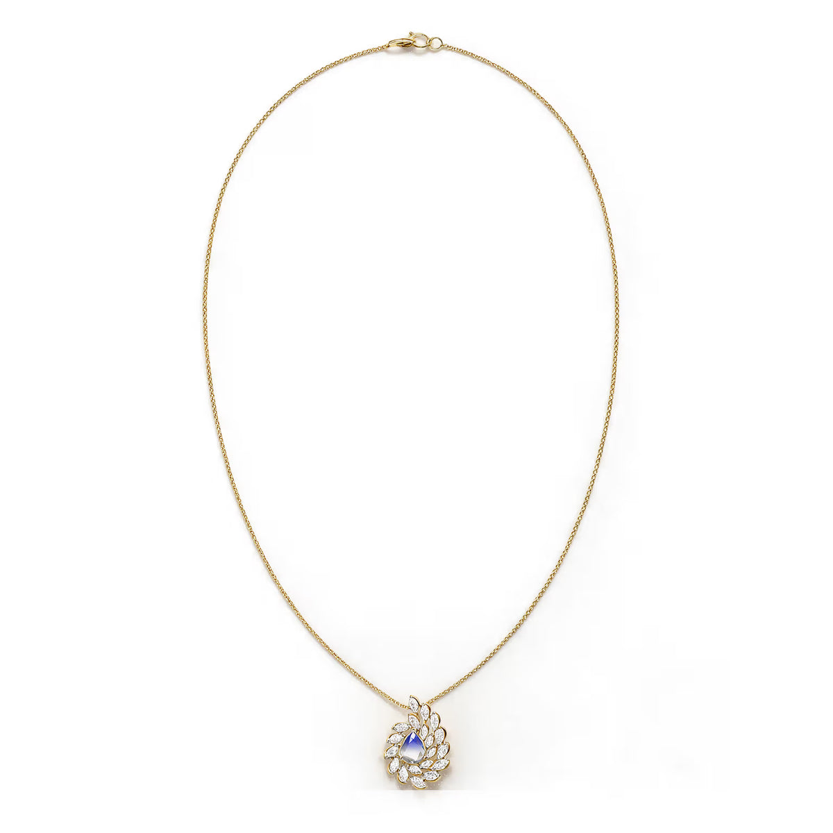 Swirling Feather Spiral Marquise and Pear Diamond Pendant