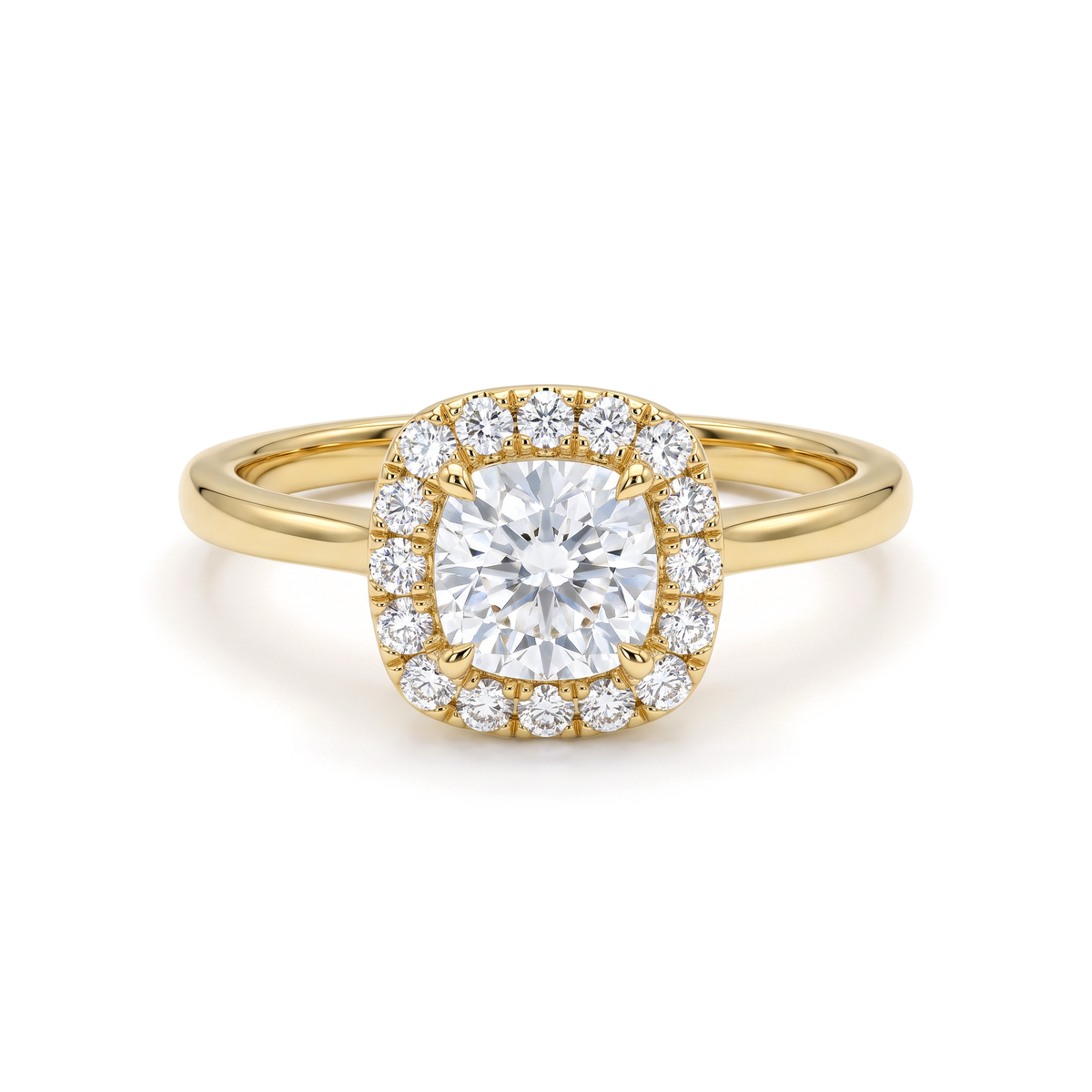 Cushion Halo Solitaire Diamond Ring