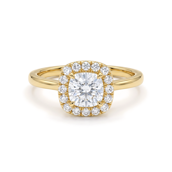Cushion Halo Solitaire Diamond Ring