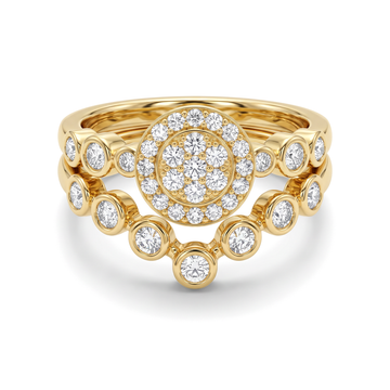Bezel Floral Cluster Round Diamond Ring