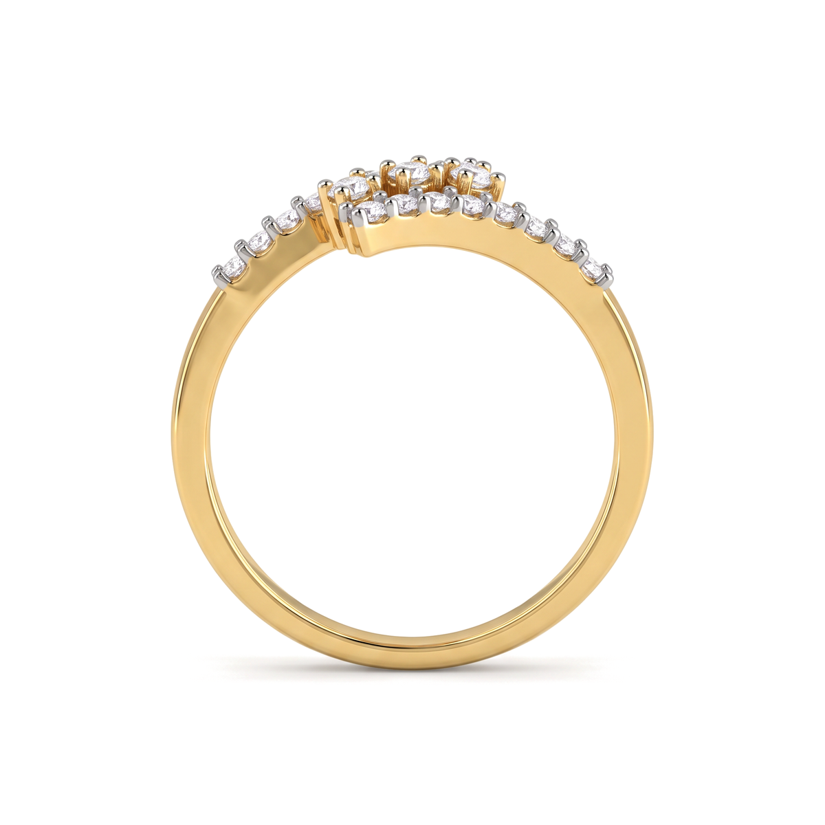 Geometric Bypass Cluster Round Diamond Ring