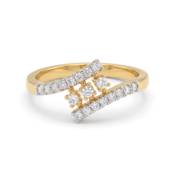 Geometric Bypass Cluster Round Diamond Ring