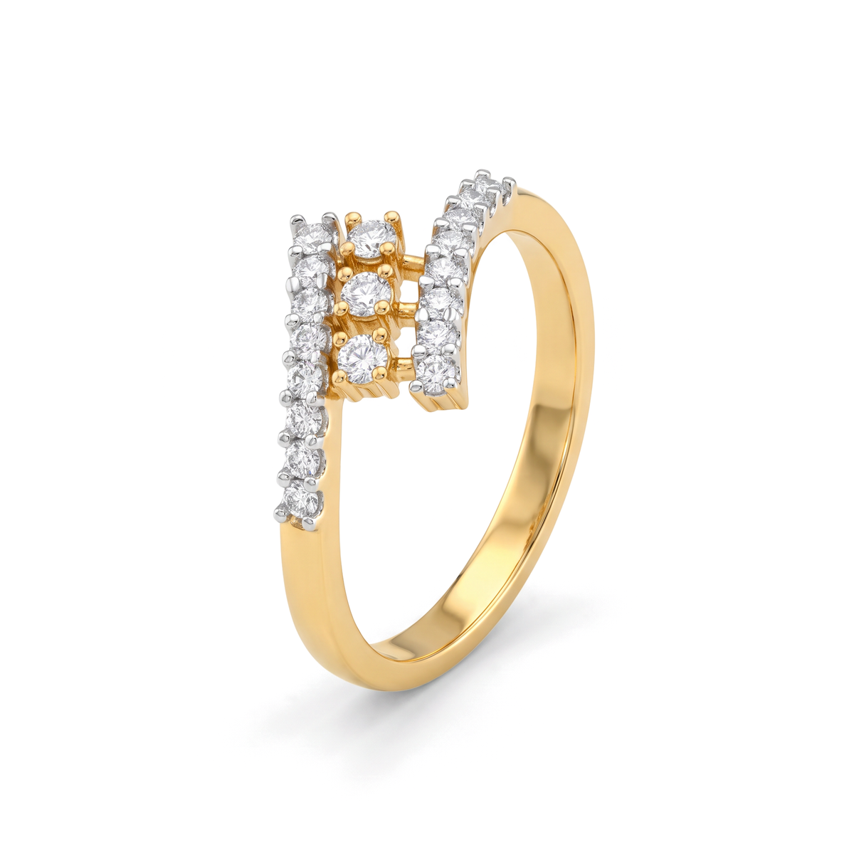 Geometric Bypass Cluster Round Diamond Ring