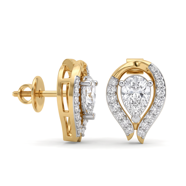 Convertible 3-in-1 Jacket Halo Pear Diamond Stud and Drop Earrings