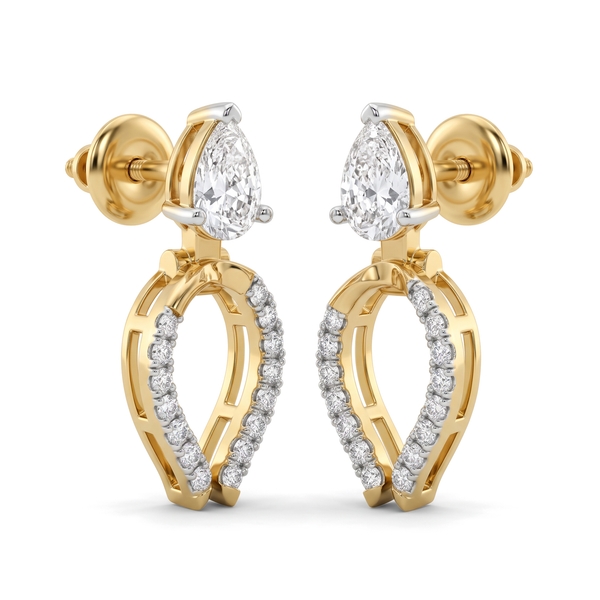 Convertible 3-in-1 Jacket Halo Pear Diamond Stud and Drop Earrings