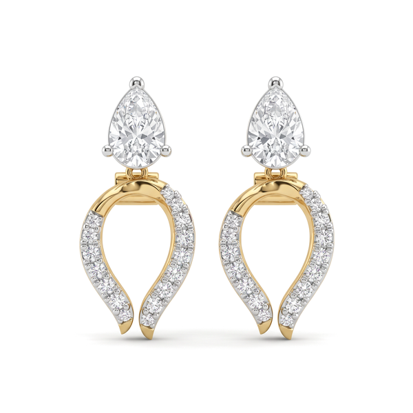 Convertible 3-in-1 Jacket Halo Pear Diamond Stud and Drop Earrings