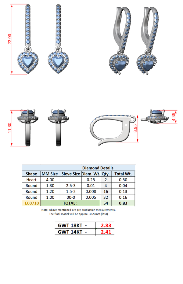 Enchanting Heart & Round Diamond Lab Grown Diamond Earring