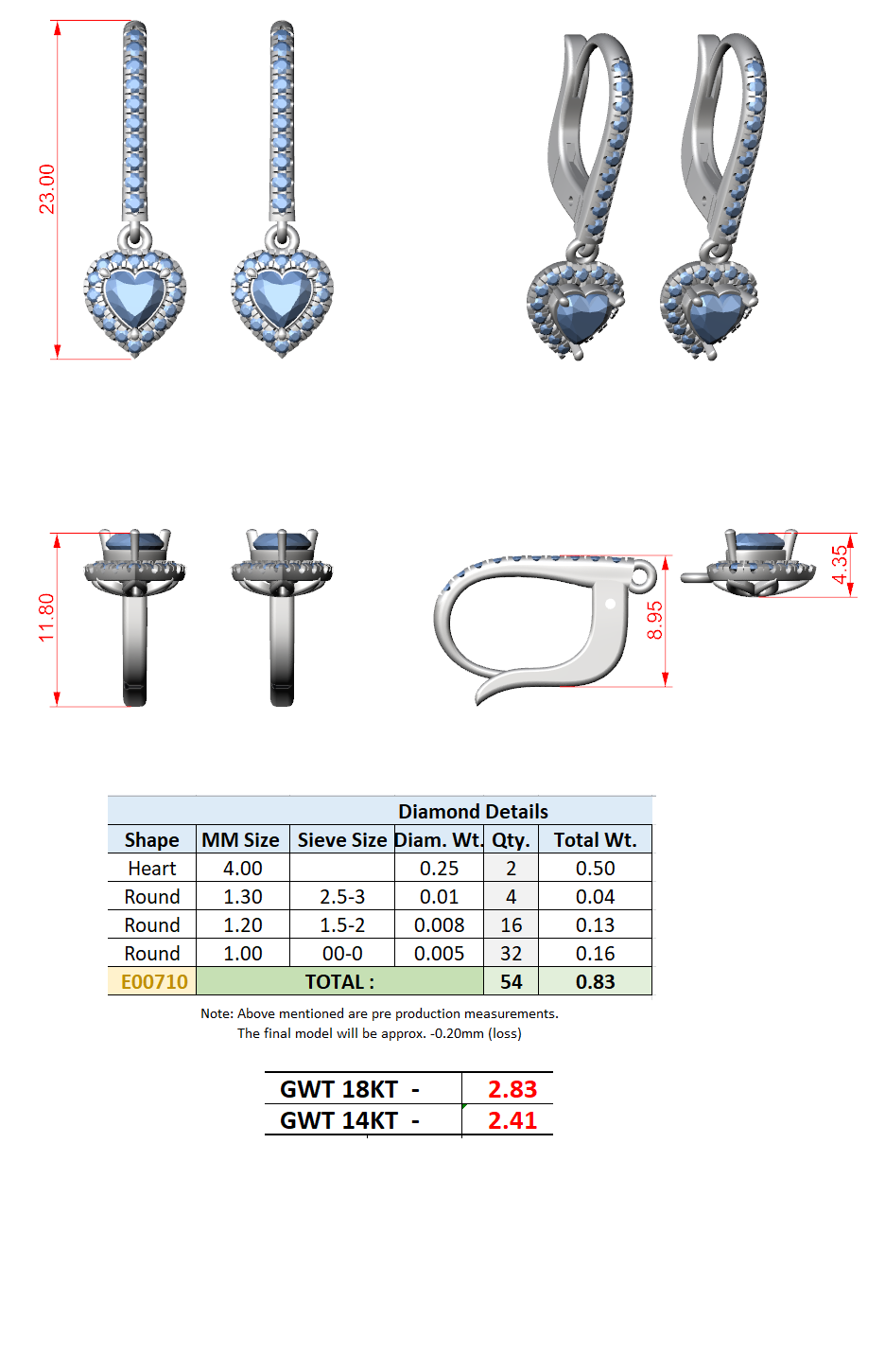 Enchanting Heart & Round Diamond Lab Grown Diamond Earring